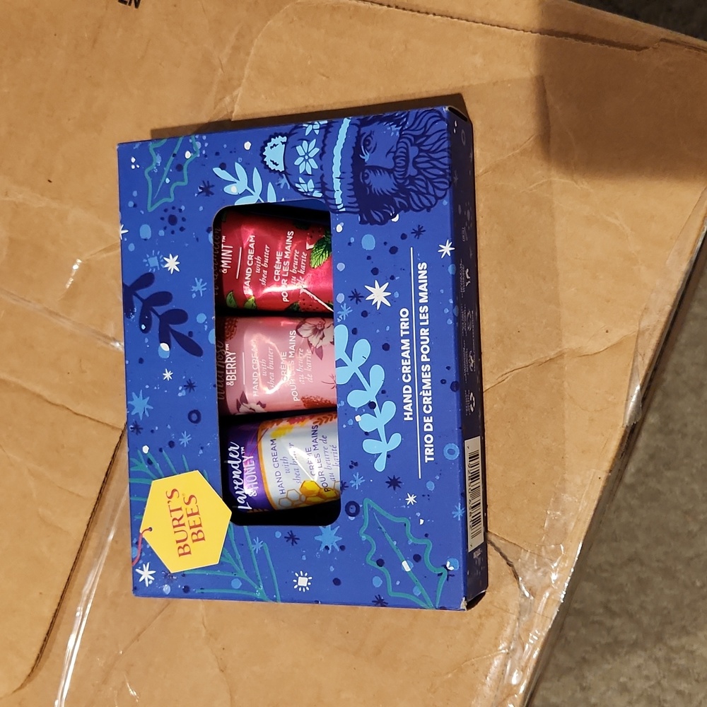 NEW Burts Bees Hand Cream Trio. NEW IN BOX